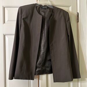 Kasper || Open Faced Brown Jacket || Shoulder Pads || Size 16 || Dry Clean